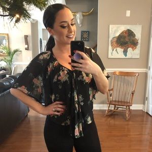 Flowy sheer floral top